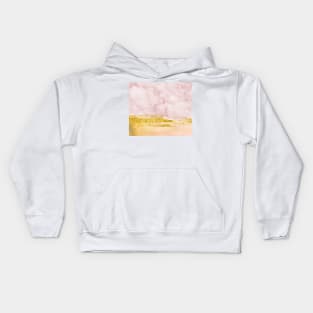 Golden painted pink marble Kids Hoodie